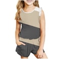 thumbnail image 1 of Tranfacy Ensembles d'Été pour Filles, Ensembles d'Été pour Filles, Débardeurs Sans Manches à Col Rond à Agencement de Couleurs pour Filles de 3 à 14 Ans et Shorts, Ensembles d'Été, 1 of 1
