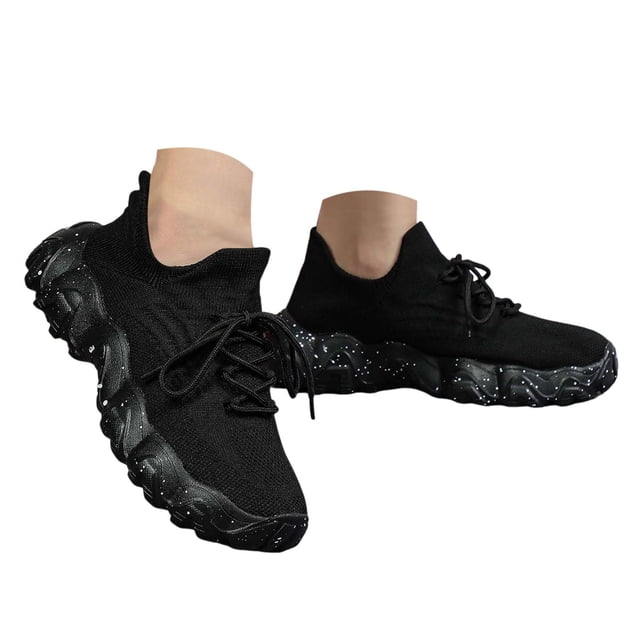 Dakaela Chaussures de Marche pour Femmes à Enfiler Tennis Course Espadrilles 2025 Mode Décontractée Chaussures pour Femmes Noir 8.5