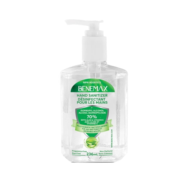 BENEMAX - MADE IN CANADA Hand Sanitizer in 16packs of 236ml Pump Bottles
