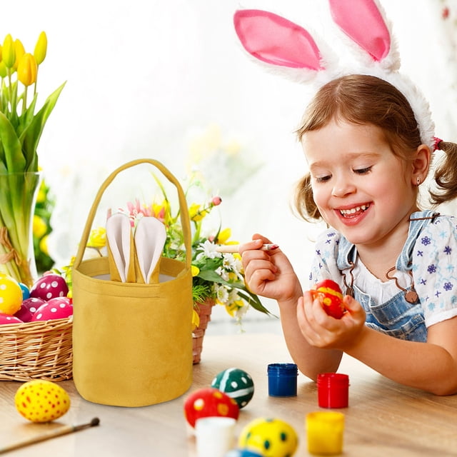 Saving Home Textile Storage Storage Containers With Lids Easter Basket Easter Bunny Basket Green Cute Bag With Foldable Ears Tote Bags For Easter