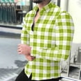 thumbnail image 1 of Timdgard Button down Shirts for Men Fall Plaid Lapel V Neck Long Sleeve Shirts Work Casual Tops, 1 of 8