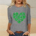 thumbnail image 1 of T-Shirt Imprimé pour Dames, Col Rond, Manches Trois-Quarts, Manches 3/4, Coupe Ample, 1 of 5