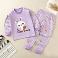 thumbnail image 1 of LSLJS Toddler Baby Kids Winter Pajama Set Boys Girls Solid Color Rabbit Print Long Sleeve Sweatshirt Top Pants Home Wear Clothes Suit, 1 of 3