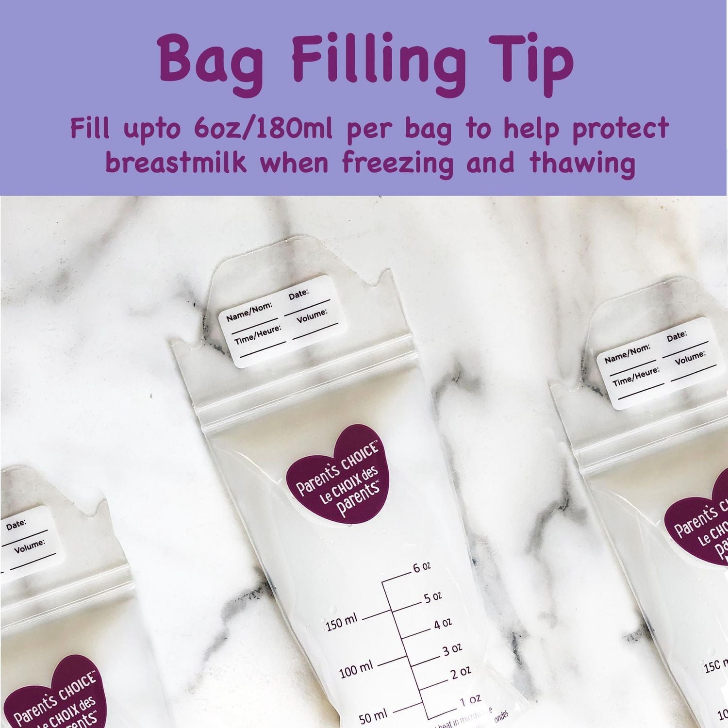Parent's Choice Sacs de Conservation du Lait Maternel