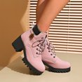 thumbnail image 2 of Platform Combat Boots for Women Trendy Leather Waterproof Non Slip Chunky High Heel Riding Ankle Booties, 2 of 6