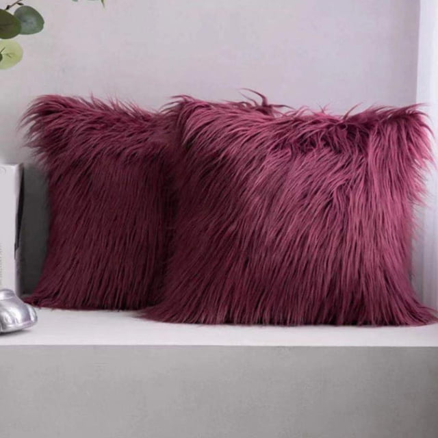 Cqxid Pillow Case Under $10 Style Modern Simple Net Red Imitation Beach Wool Solid Color Long Hair Pillow Case Cushion