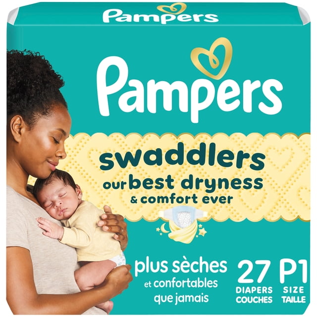 Pampers Swaddlers Diapers, Size P (up to 6 lbs), Absorbent, Keeps Baby Dry and Comfortable, Skin Safe Disposable Baby Diaper