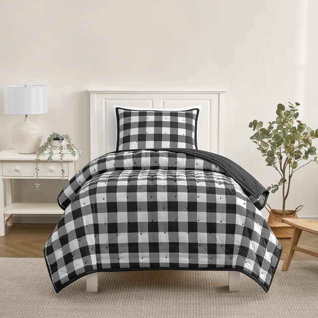 Mainstays Twin/Twin XL Comforter Set, Soft Lightweight & All Season, 2-Piece, Buffalo Check