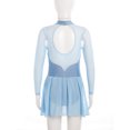 thumbnail image 3 of Sxiwei Kids Girls Long Sleeve Mesh Splice Figure Skating Dress with Rhinestone Keyhole Back Gymnastic Sky Blue 6, 3 of 6