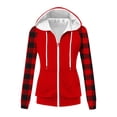 thumbnail image 3 of Chbgutlmr Sweatshirt for Women Raglan Long Sleeve Casual Plaid Jackets Drawstring Zip up Hoodies Pockets, 3 of 8