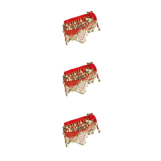Thinsony Beautiful Belly Dance Waist Chain Intricate Red 3Set