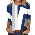 thumbnail image 1 of Baikeli T-Shirt pour Femmes, Manches 3/4, Dégradé Tendance, Col Rond Classique, Blouses Décontractées Printemps 2024, 1 of 4