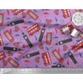 thumbnail image 2 of Soimoi Poly Georgette Fabric Bus,Telephone Booth & London Clock Tower Architectural Fabric Prints by Yard 52 Inch Wide, 2 of 3