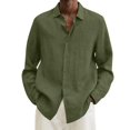thumbnail image 1 of MesaSe Chemise en Lin de Coton Uni, Col Rabattu à Manches Longues, 1 of 6
