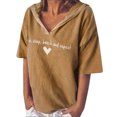 thumbnail image 1 of Mode Femme Décontractée Manches Courtes Col en V Imprimé Lettre T-Shirt Blouse, 1 of 5