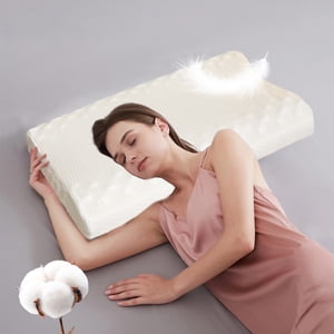 EGNMCR Memories Oreiller en mousse pour soulager la douleur au cou Oreil cervical ergonomique Supportif Respirant pour le dos somnifère Sleep Relief de pression Confortable Sommeil Mémoire coton Coussin