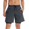 thumbnail image 2 of TFixol Men's High-Performance Dual-Layer Training Shorts - Stretch Fit for Basketball, Running & Gym - Quick-Dry Fabric - Grey - Size XL, 2 of 6