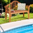 thumbnail image 2 of Gymax Foldable Patio Wooden Bench Garden Loveseat with Crown-Like Backrest, 2 of 9