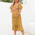 thumbnail image 2 of MEZZALL Robe Femme Florale à Encolure Carrée Robes Midi Robe de Maternité Enceinte Décontractée Robe Trapèze Longue Fluide à Smocks Robe Classique Tenue Quotidienne L, 2 of 6