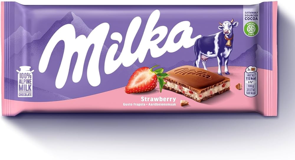 Milka Strawberry Chocolate Bar, 100g