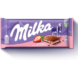 Milka Strawberry Barre de chocolat, 100g
