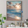 thumbnail image 4 of Toile Murale Christian Cross Plage Lever de Soleil 15,75 X 11,81 Pouces, 4 of 8