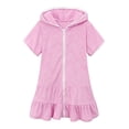 thumbnail image 1 of Girls Swim Cover Up Kids Swimsuit Coverup Zip-Up Beach Bathing Suit Robe, 1 of 9