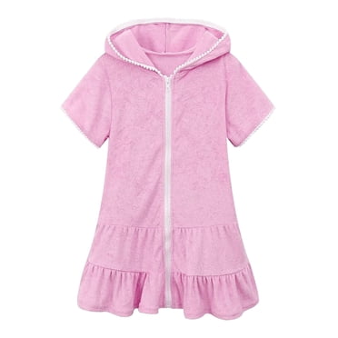 Girls Swim Cover Up Kids Swimsuit Coverup Zip-Up Beach Bathing Suit Robe