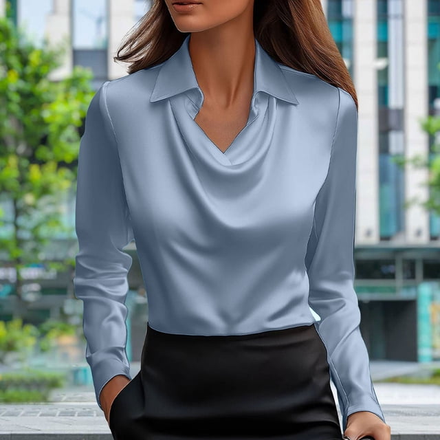 RKSTN Hauts pour Enseignantes Haut/chemise à Manches Longues à Col Rond Uni pour Femmes, Tenue d'École pour Enseignantes