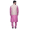 thumbnail image 3 of Atasi Mandarin Collar Traditional Solid Kurta Pajama With Printed Jacket Set, 3 of 3