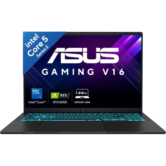 ASUS Gaming V16 Portable de Jeu 16 Pouces, Intel Core 5 210H, NVIDIA RTX 5050 8 Go, Écran WUXGA 144Hz, 64 Go DDR5, SSD 2 To, Wi‐Fi 6, MIL-STD-810H, Noir Mat