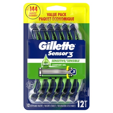 Sensor3 Sensitive Men's Disposable Razor, 12 Razors