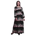 thumbnail image 1 of Bimba Moss Georgette Ranunculus & Chrysanthemum Floral Printed Womens Long Sleeve MaxiDressElastic Waist Gown-Small, 1 of 5