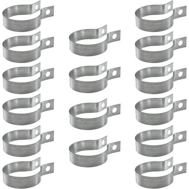 16 Pcs Bandes d'Attelage pour Maillons de Chaîne de Clôture, Bande d'Attelage en Acier Galvanisé pour Maillons de Chaîne pour Poteau/tuyau de Diamètre Extérieur 1-7/8 Pouces, Portail, Panneaux de Clôtures Argent