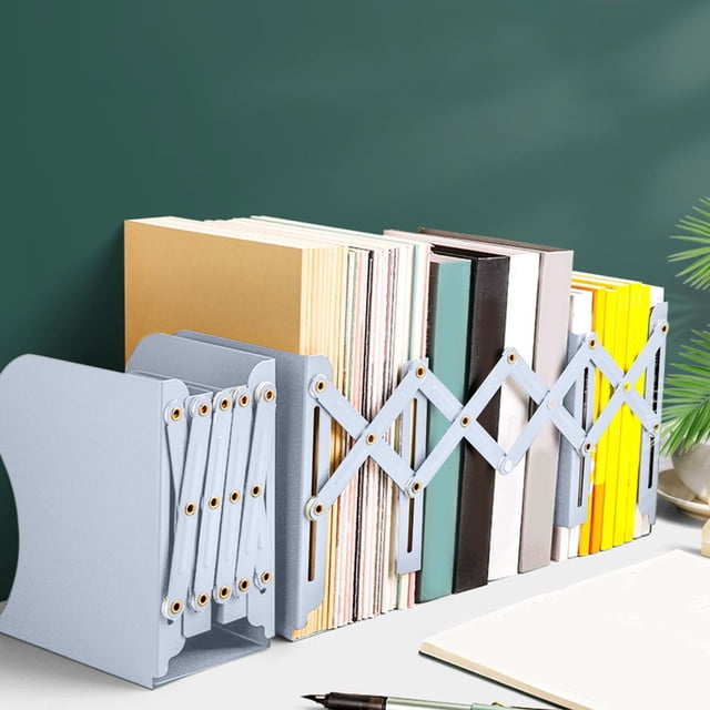 weibbin Scalable Metal Book Stand Desktop Storage Bookshelf For Organizing Files And Foldable Book Holders 7.56x4.13in