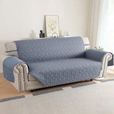 Lavish Cover Housse de Sofa 100 % Imperméable, 1 Pce Antidérapante pour Fauteuil Inclinable, Protège-Meubles Lavable avec Poches et Sangles Élastiques pour Enfants et Animaux de Compagnie, 4 Places, Gris Bleu