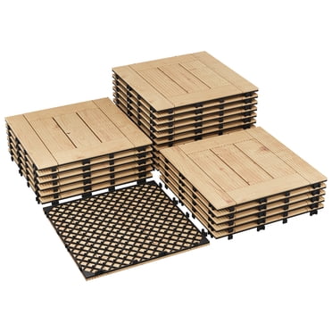 BeesClover Interlocking Deck Tile, Wood Plastic Composite Interlocking Deck Tiles, Waterproof Wood Composite Patio Flooring, Easy Snap-Together Outdoor Tiles for Balcony & Garden