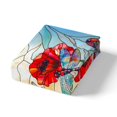 thumbnail image 3 of Housse de Couette Grand Lit Coquelicot Rouge, Housse de Couette Libellule Fleurs Rouges Jardin Rustique pour Adultes Ados, Ensemble de Literie Patchwork Style Vitrail Artistique (Sans Couette), 3 Pcs, 3 of 6