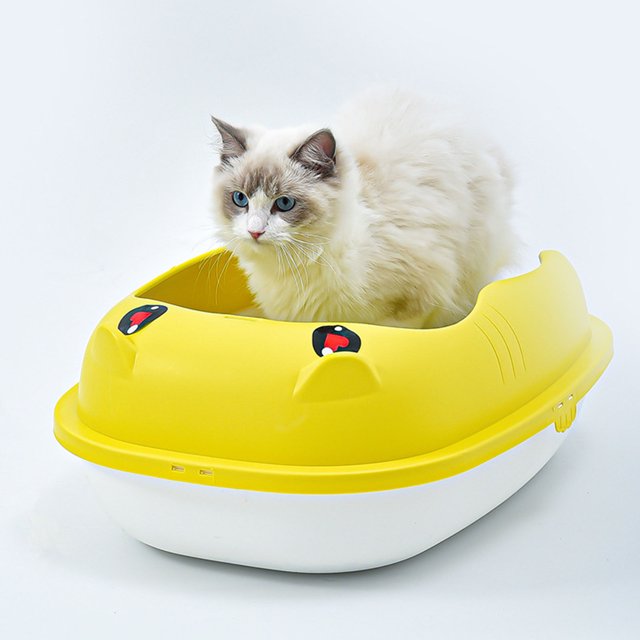 CBFFDC Cat Litter Case Semi Enclosed Large Space Pet Litter Toilet Tray with Litter Shovel Litter Box