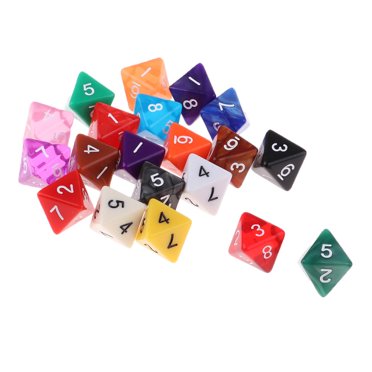 Esquirla 20pcs Acrylic 8 Sided Dices 15mm Dice Set, for D&D DnD RPG Game Role Play Toy