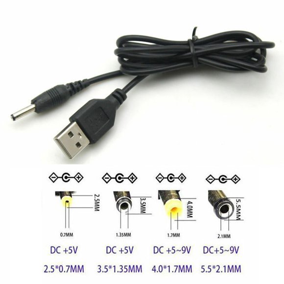 2pcs USB to DC Adapter USB to DC Cable USB Charging Cable Converter Cord with 2 Male Connectors, 5.5x2.1mm