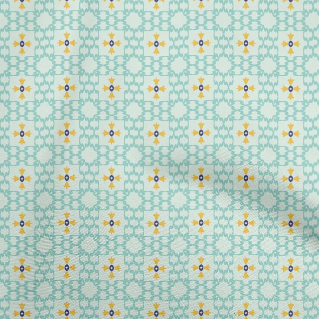 oneOone Polyester Lycra Mint Green Fabric Asian Ikat Craft Projects Decor Fabric Printed By The Yard 56 Inch Wide