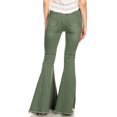 thumbnail image 3 of Feinuhan Women's High Waist Flared Bell Bottom Jeans, Green, Medium, 3 of 5