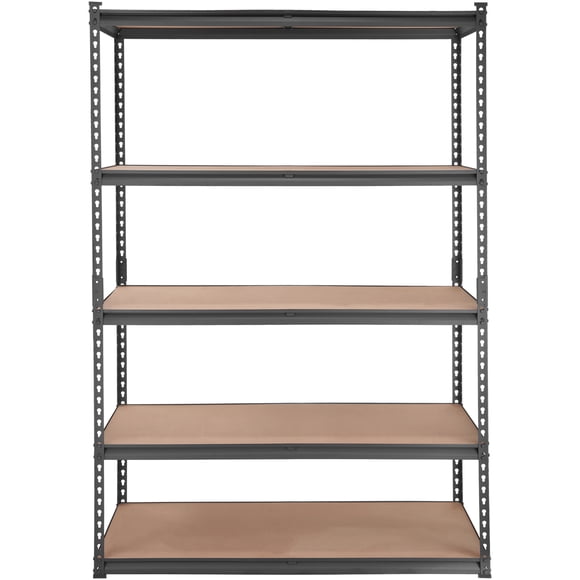 KFFKFF Storage Shelving Unit, 5-Level Adjustable, Supports up to 2000 lbs, Robust Garage Metal Shelves Organizer, Black, Dimensions: 18" D x 48" W x 72" H, Suitable for Kitchen