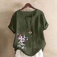 thumbnail image 1 of Blouses pour Femmes, Haut Décontracté en Lin Imprimé à Manches Courtes avec Boutons, 1 of 4
