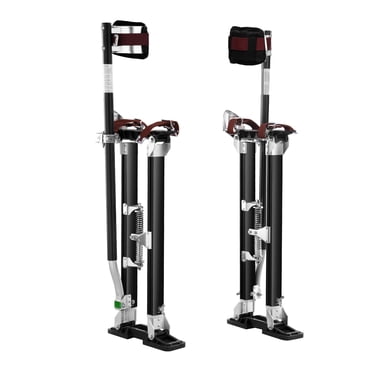 KFFKFF Échasses pour Clous de Séchette, Échasses en Aluminium avec Hauteur Réglable de 24 Pieds'-40 Pieds', avec Genouillères Protectrices, Fiables et Antidérapantes pour des Tâches comme la Peinture sur Fuseau, la Marche, le Ruban, Noir