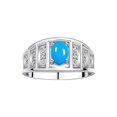 thumbnail image 1 of RYLOS Rings for Women Sterling Silver Ring Classic Style 7X5MM Oval Gemstone &  Diamond Ring December Turquoise Jewelry Size 8, 1 of 7