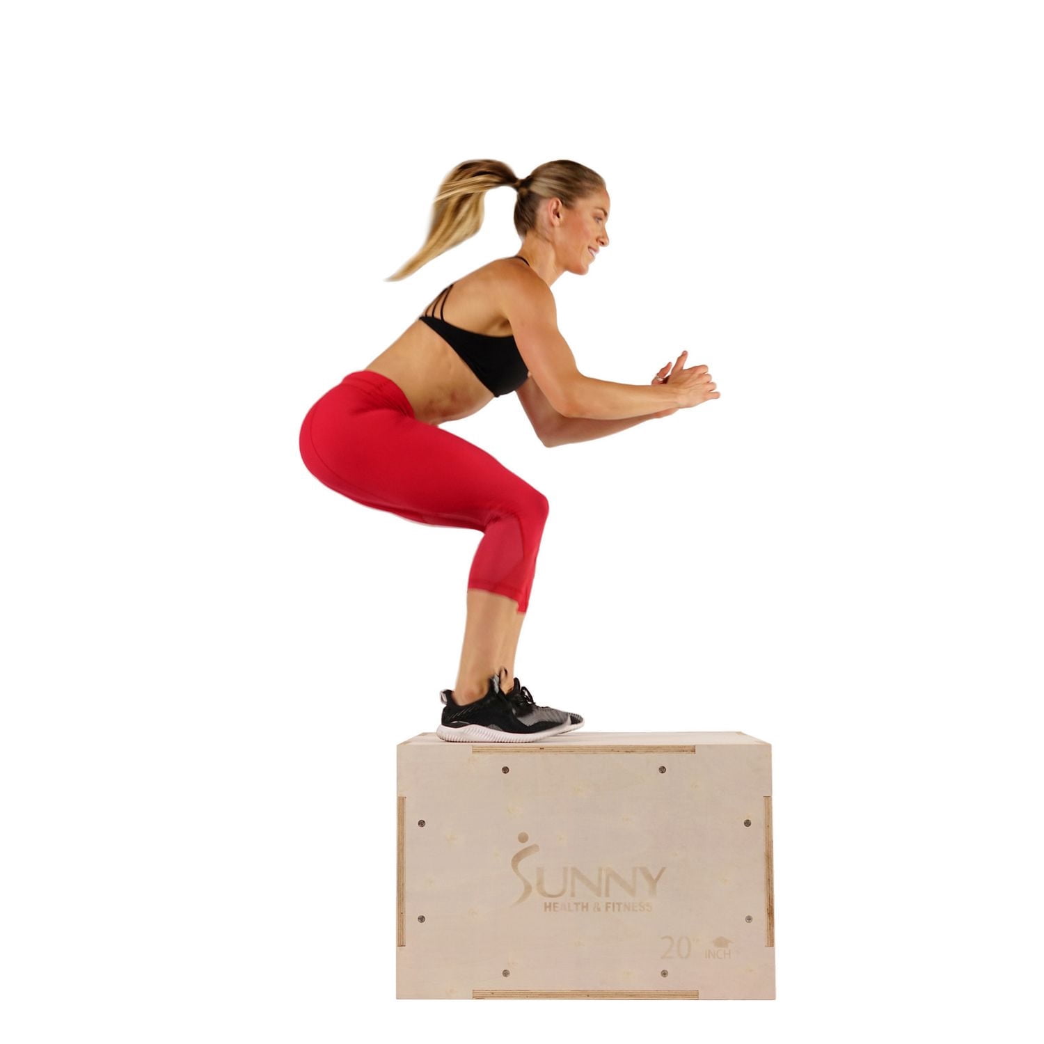Boîte Plyo en bois Sunny Health & Fitness avec couvercle en mousse amovible, capacité de poids de 227 kg et réglage de la hauteur 3 en 1 - 76 cm / 61 cm / 51