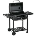 thumbnail image 1 of CoSoTower Charcoal BBQ Grill Smoker with Adjustable Charcoal Pan and Galvanised Steel Shell, Barbecue Grill Trolley with Storage, 1 of 7