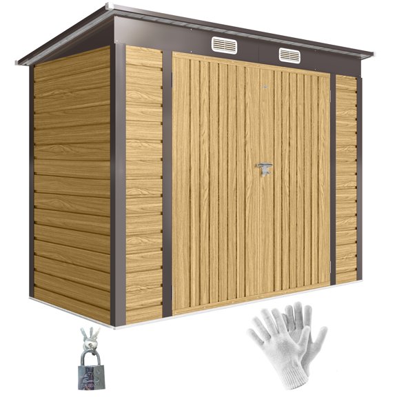 Outsunny 8 x 4FT Metal Garden Storage Shed with 2 Vents, Oak